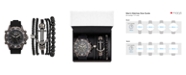 American Exchange Men's Shiny Black Analog Quartz Watch And Stackable Gift Set
